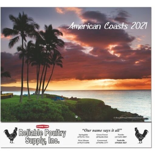 American Coasts Monthly Wall Calendar w/Stapled (10 5/8" x 18 1/4")