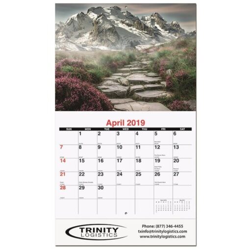 Peaceful Peaks Monthly Wall Calendar w/Staples (10 5/8" x 18 1/4")