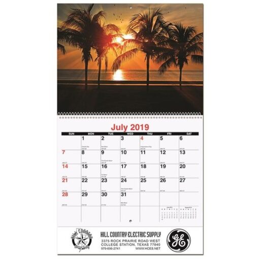 Serene Sunsets Monthly Wall Calendar w/Coil Bound (10 5/8"x 18 1/4")
