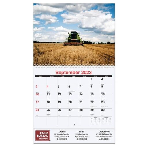 Agriculture Monthly Wall Calendar w/Coil Binding (10 5/8" x 18¼")