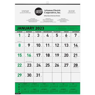 Contractor Calendar w/ 1C Imprint (18" x 25")