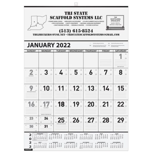 Contractor Calendar w/ 2C Imprint (18" x 25")