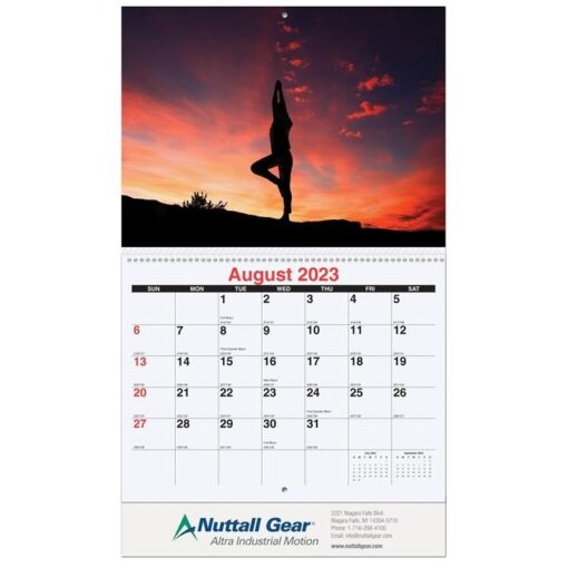 Active Lifestyle Monthly Wall Calendar w/Coil Binding (10 5/8"x18")