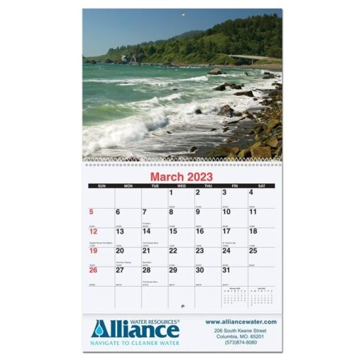 American Coast Monthly Wall Calendar w/Coil Bound (10 5/8"x18¼")