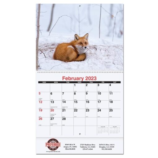 American Wildlife Monthly Wall Calendar w/Coil Bound (10 5/8"x18¼")