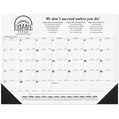 Black Calendar Desk Pad w/One Color Imprint (21¾"x17")