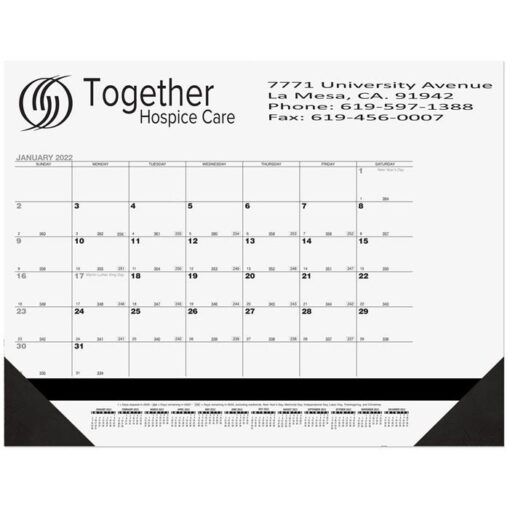 Black Calendar Desk Pad w/Two Color Imprint (21¾"x17")