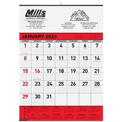 Contractor Calendar w/1 Color Imprint (18"x25")