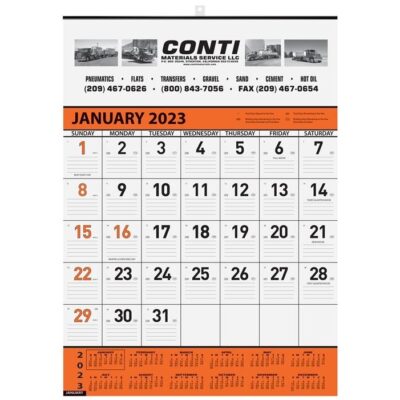 Orange Contractor Calendar w/1 Color Imprint