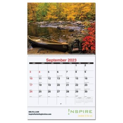 Scenic Water Monthly Wall Calendar w/Coil Bound (10 5/8"x18¼")