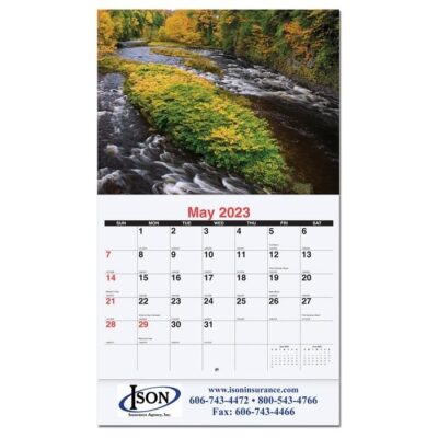 Scenic Water Monthly Wall Calendar w/Stapled (10 5/8"x18¼")