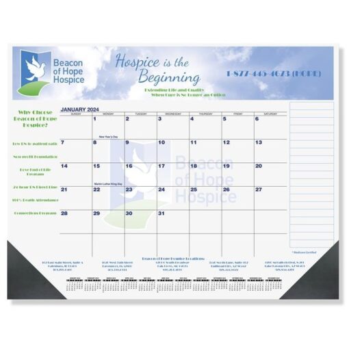Blue & Black 13-Month Calendar Desk Pad w/Two Color Imprint (21¾"x17")