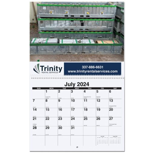 Single Custom Photo Coil Bound Wall Calendar