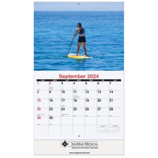Active Lifestyle Monthly Wall Calendar w/Staples (10 5/8"x18¼")-1