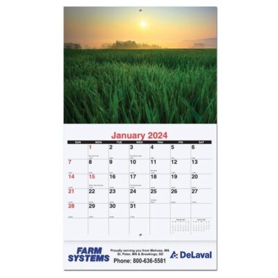 Agriculture Monthly Wall Calendar w/Coil Binding (10 5/8"x18¼")-1