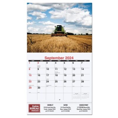 Agriculture Monthly Wall Calendar w/Staples (10 5/8"x18¼")-1
