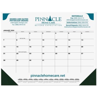 Black 13-Month Calendar Desk Pad w/One Color Imprint (21¾"x17")-1