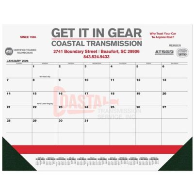 Black 13-Month Calendar Desk Pad w/Two Color Imprint (21¾"x17")-1