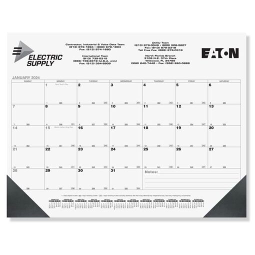 Black Calendar Desk Pad w/One Color Imprint & 13 Sheets (21¾"x17")-1