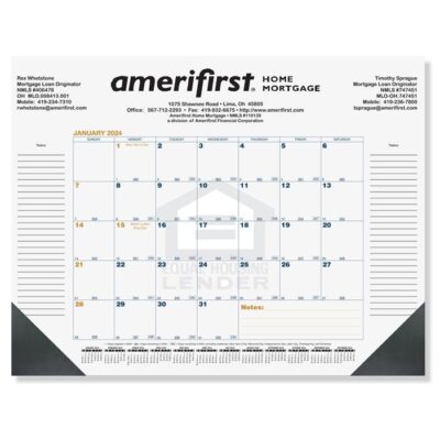Blue & Gold Calendar Desk Pad w/One Color Imprint (21¾"x17")-1