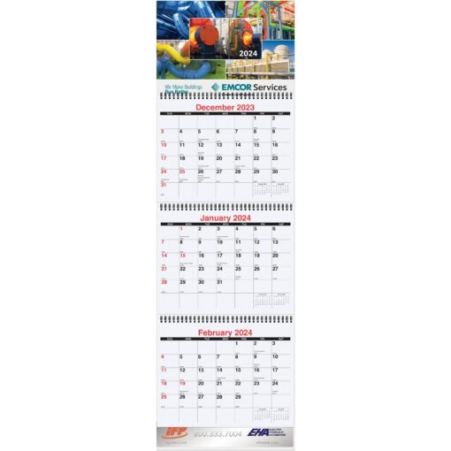 Large Three Month At A Glance Calendar w/Apron (10¾"x35")-1