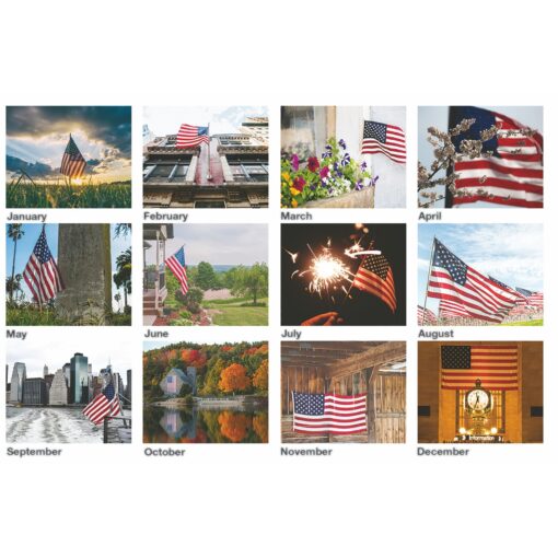 Old Glory Monthly Wall Calendar w/Staples (10 5/8"x18¼")-2