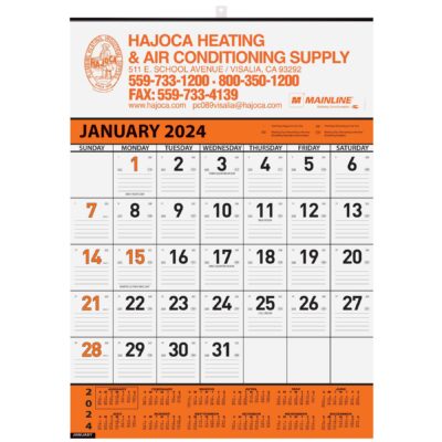 Orange Contractor Calendar w/1 Color Imprint-1