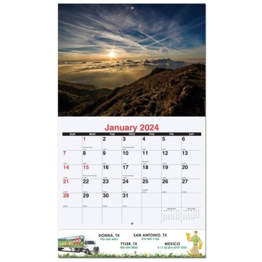 Peaceful Peaks Monthly Wall Calendar w/Staples (10 5/8"x18¼")-1