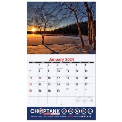 Serene Sunsets Monthly Wall Calendar w/Staples (10 5/8"x18¼")-1