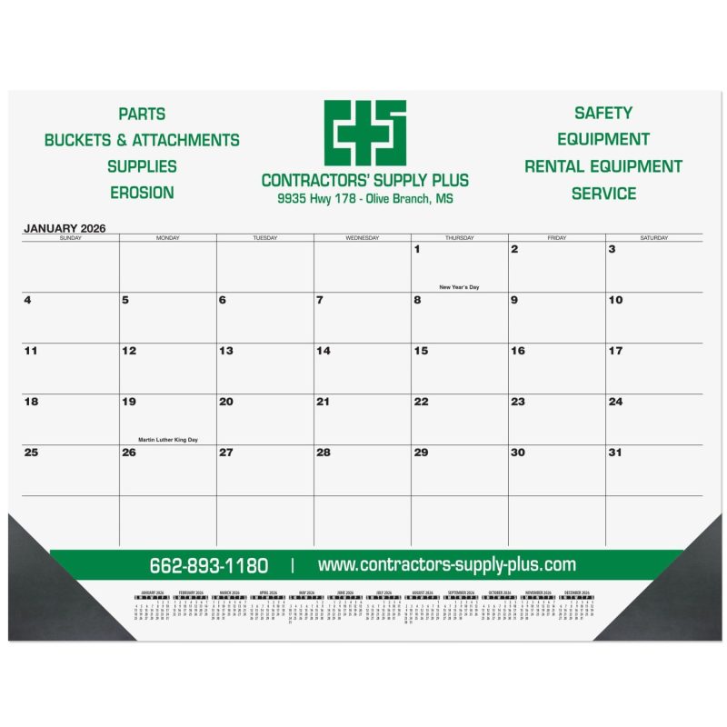 Black-13-Month-Calendar-Desk-Pad-w1-Color-Imprint-21-¾x-17-DDP3B -1